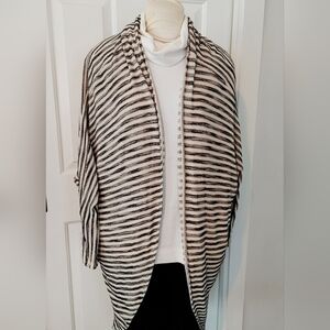 Enti Black and Cream Striped Women's Cardigan | Size L